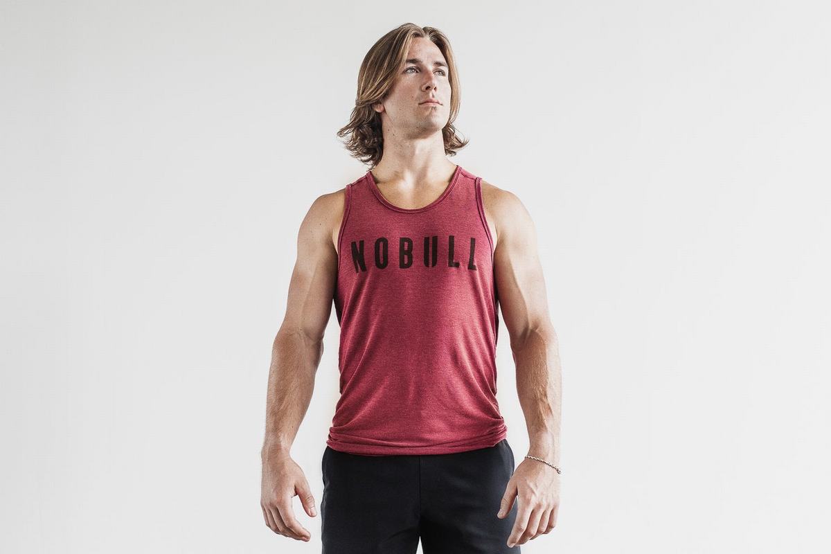 Nobull Men\'s Tank Tops Red | Australia (FI3697)